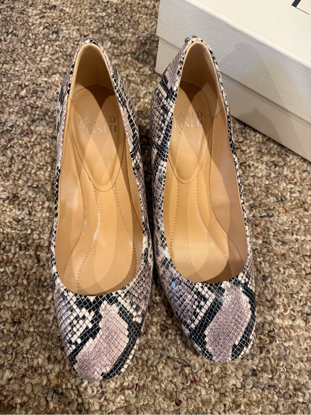 Donald J. Pliner Women's Snakeskin Print Ballet Flats in Light Pink/Black